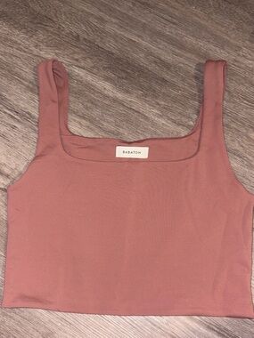 Babaton Dusty Rose Square-Neck Crop Tank